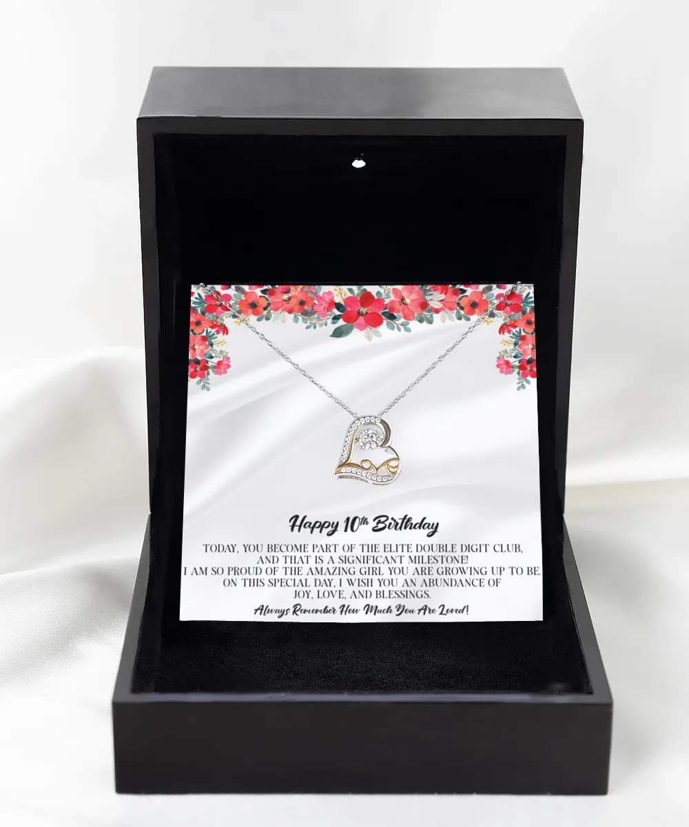 10th Birthday Love Dancing Necklace Today You Become Part Of The Elite Double Digit Club