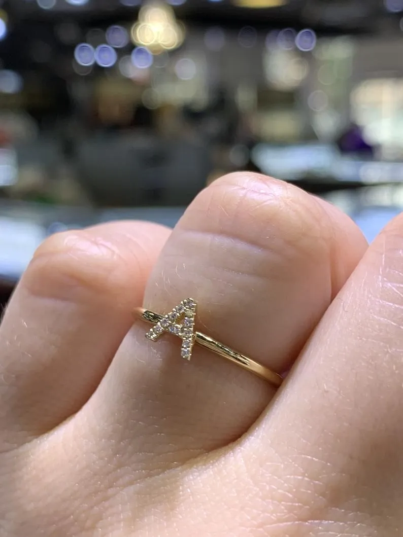 14K Gold Initial Personalized Ring