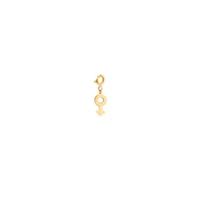 14k midi bitty female symbol charm pendant with spring ring