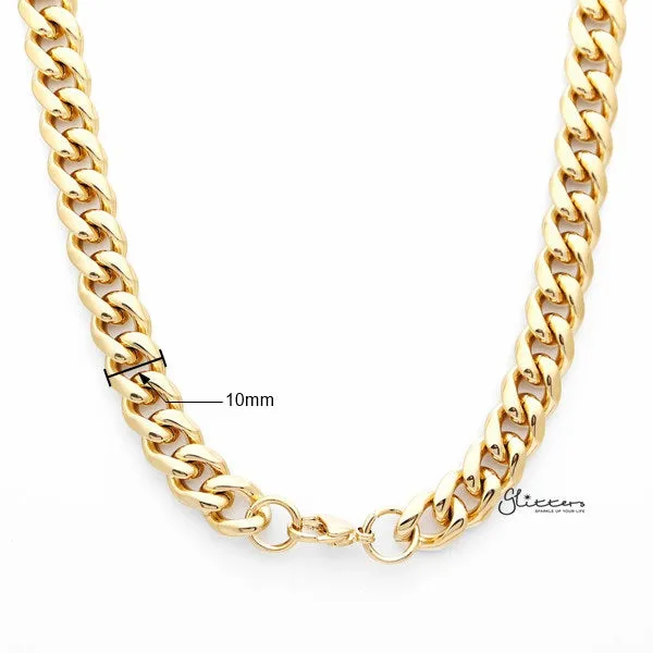 18K Gold I.P Stainless Steel Miami Cuban Curb Chain Men's Necklaces - 10mm width | 61cm length