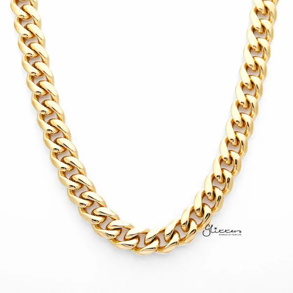 18K Gold I.P Stainless Steel Miami Cuban Curb Chain Men's Necklaces - 10mm width | 61cm length