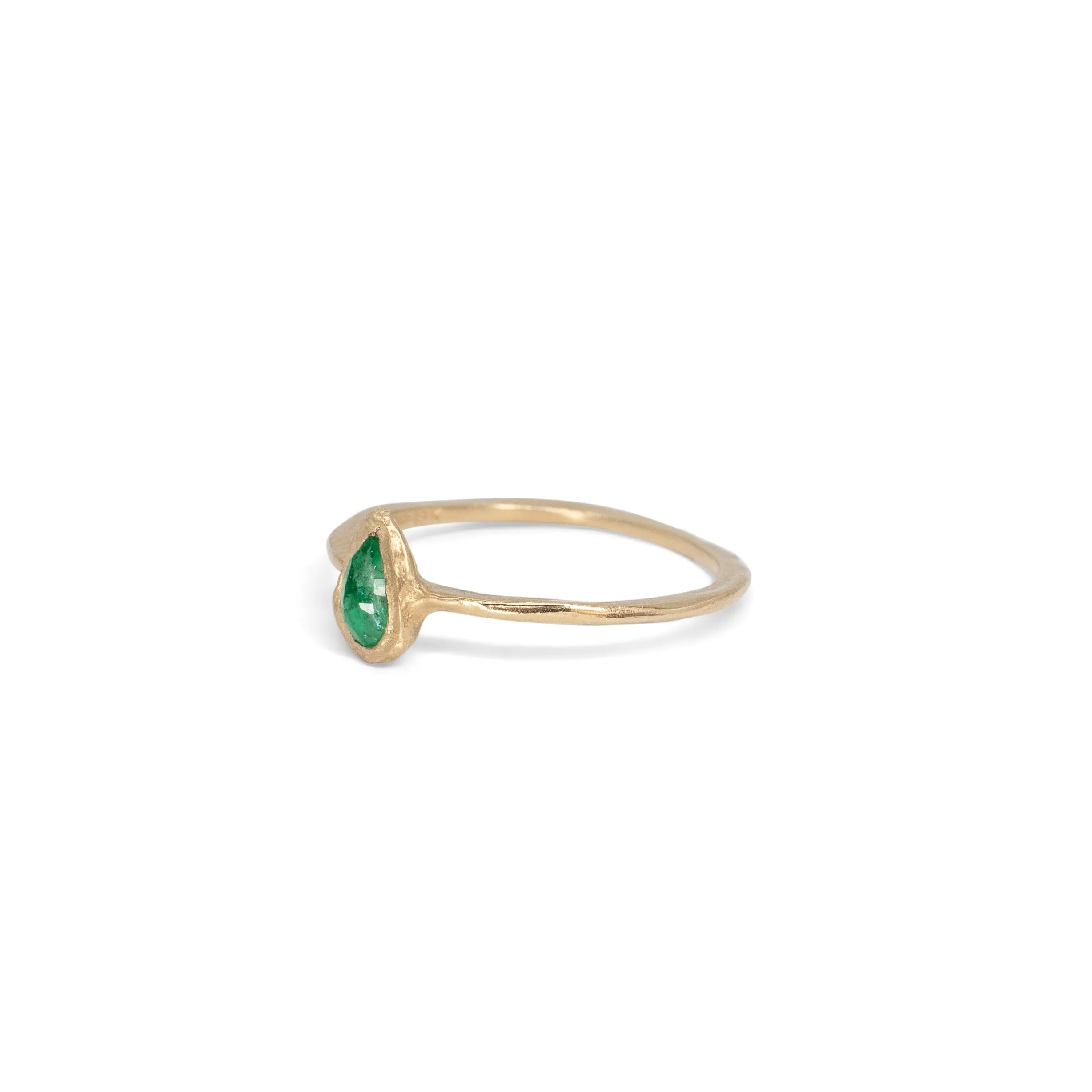 18K Teardrop Ring in Emerald