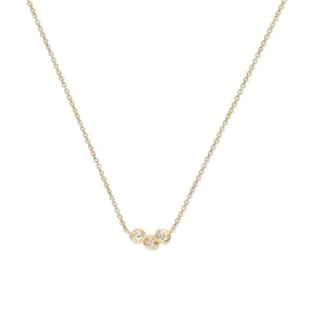 18K Triple Diamond Dot Necklace