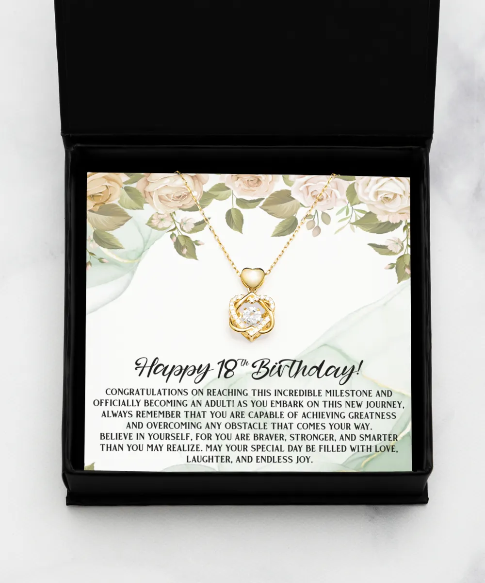 18th Birthday Necklace Congratulations On Reaching This Incredible Milestone And Officially Becoming An Adult Heart Knot Necklace