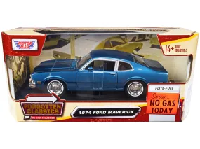 1974 Ford Maverick Blue Metallic Forgotten Classics Series 1/24 Diecast Model Car by Motormax