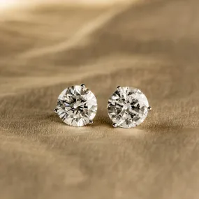 3.76 Carat Round Diamond Martini Stud Earrings