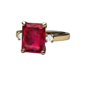 4ct Emerald Cut Ruby Ring - Lab Created Ruby Engagement Ring