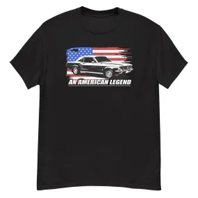 67 Mustang Fastback T-Shirt With American Flag