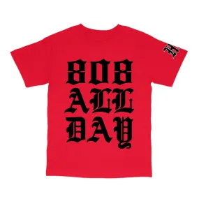 808ALLDAY Red Old English Stack T-Shirt