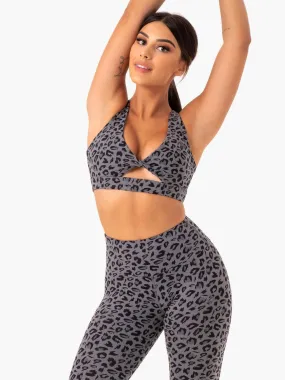 Adapt Twist Sports Bra - Grey Leopard