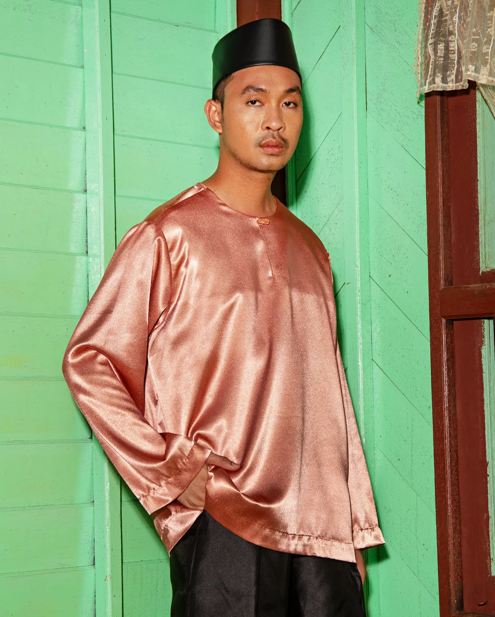 Baju Satin Batu Marble (Rose Gold)