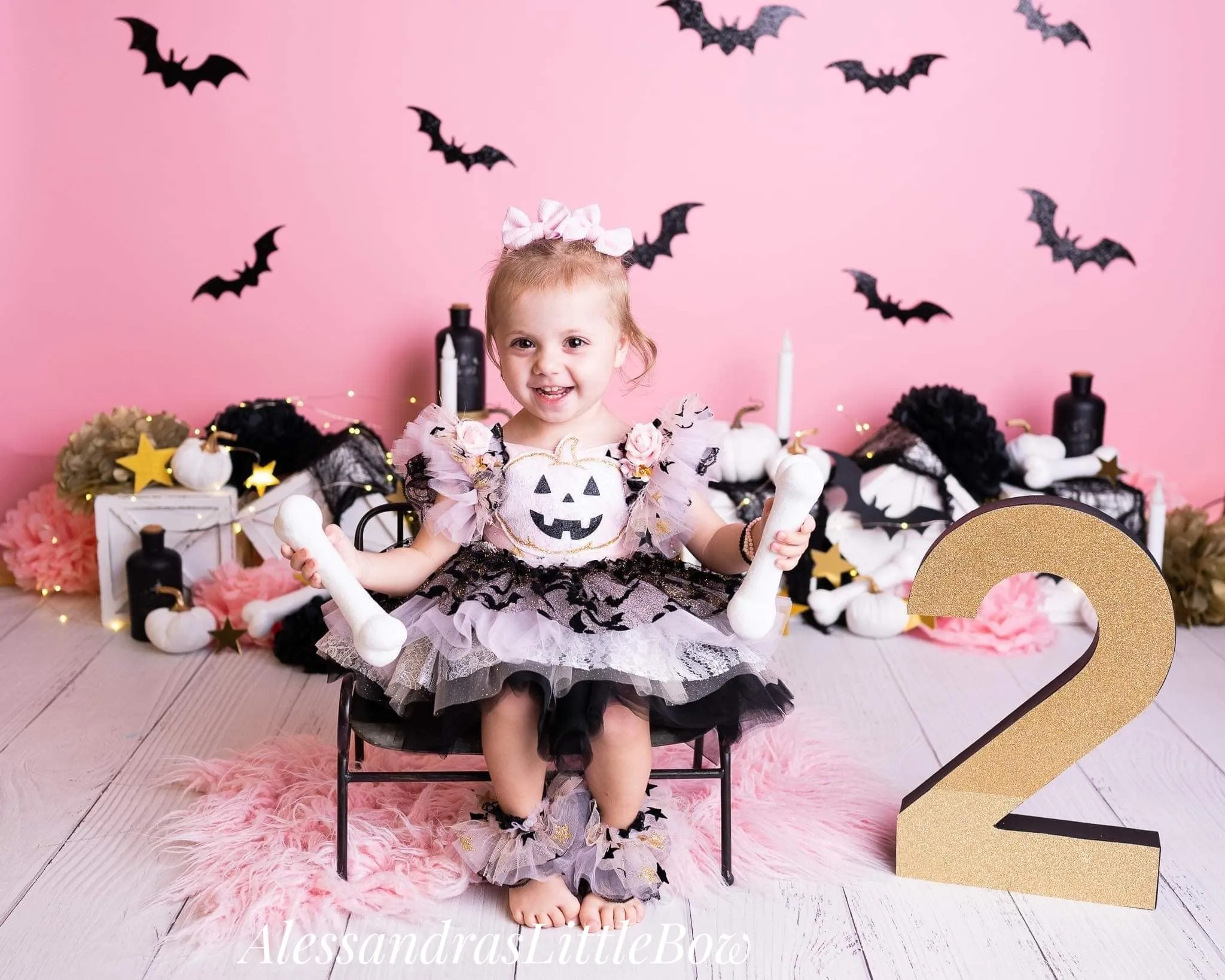 Batty Pumpkin Whimsical Romper