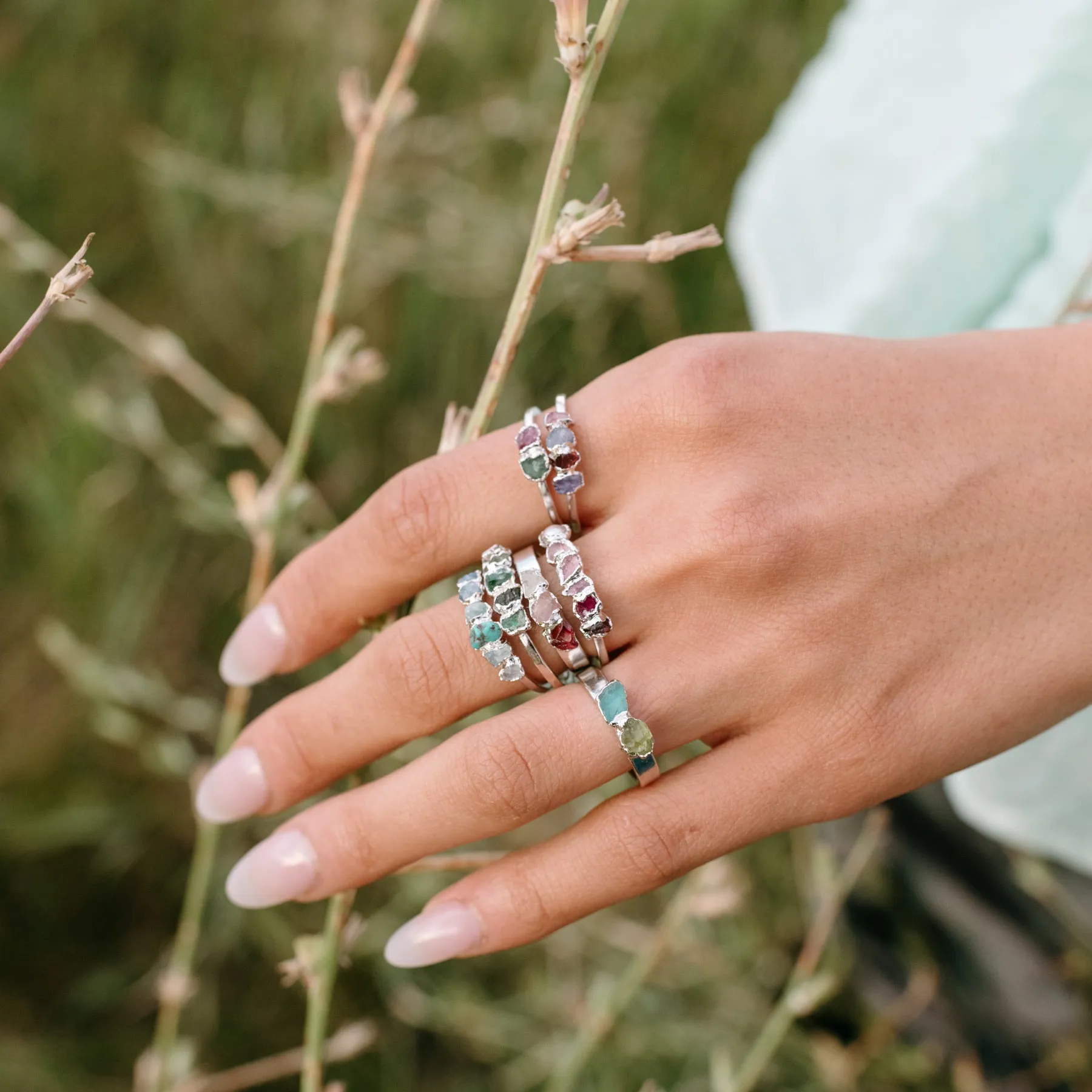 Blue Ombré Ring - Silver Finish - Size 7 - SS01