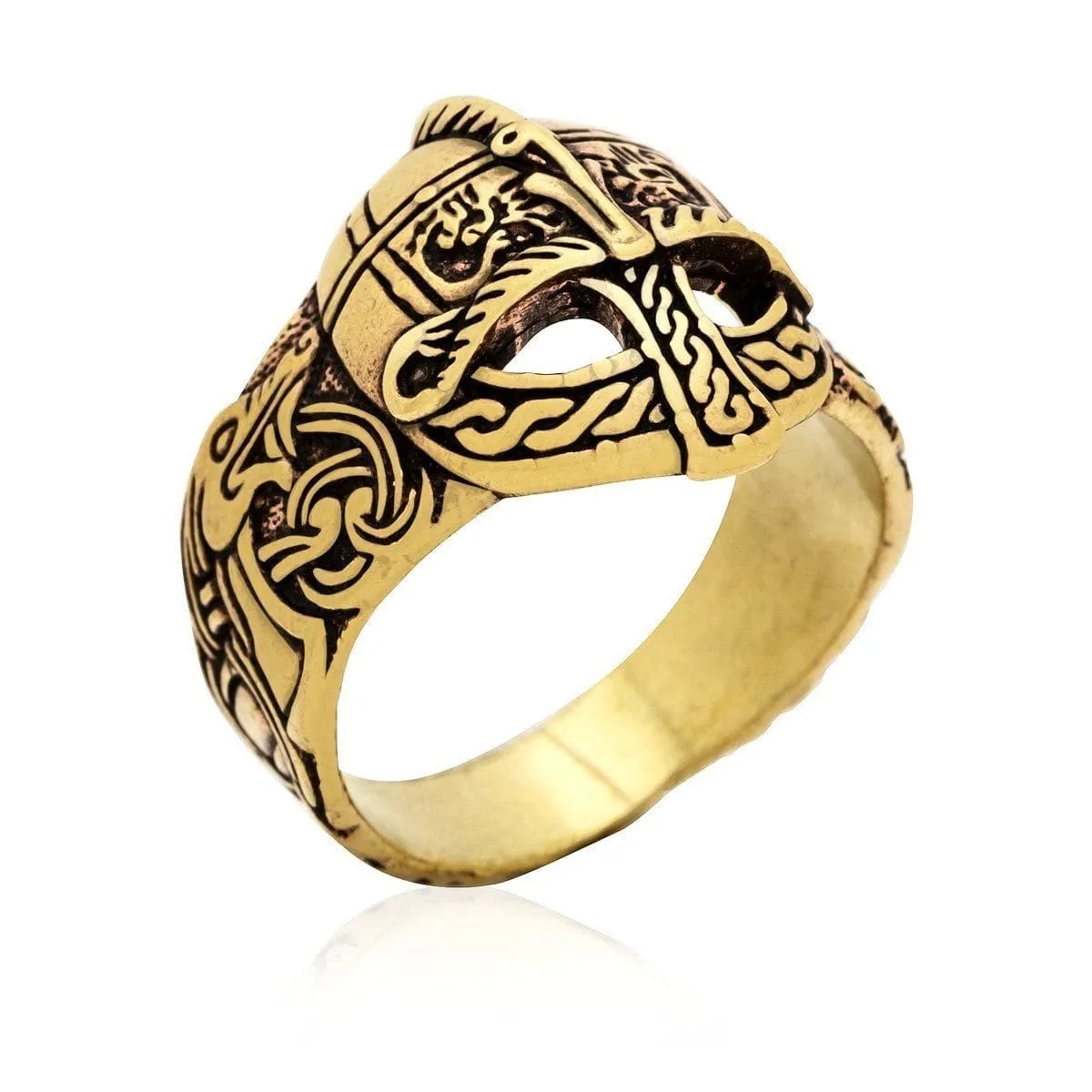 Bronze Viking Ring in Viking Helmet Design