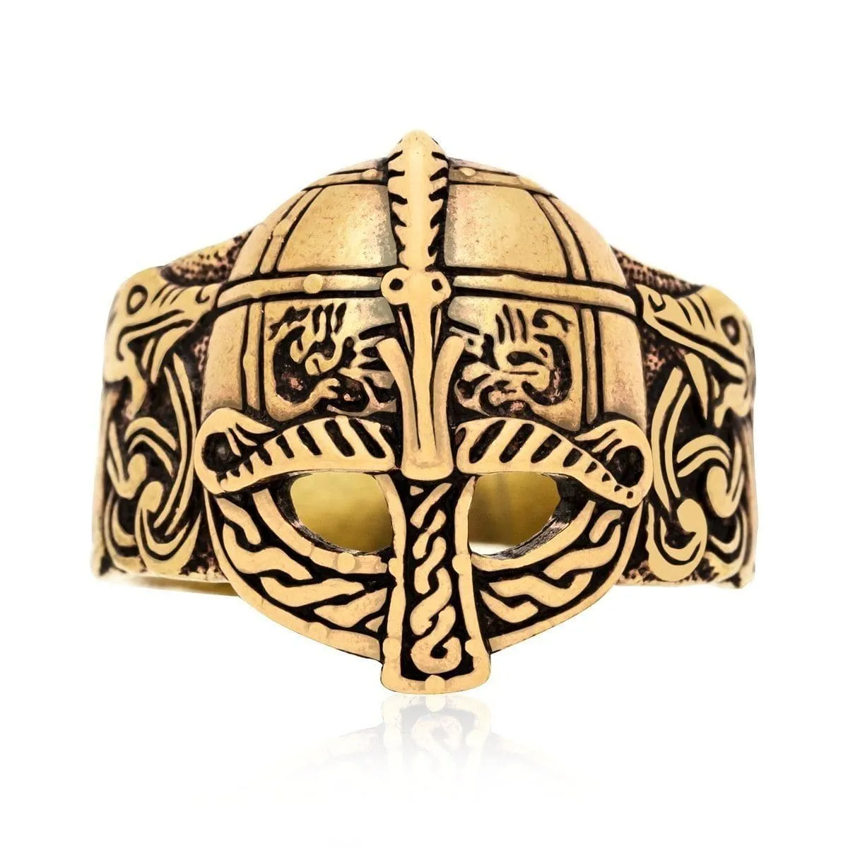 Bronze Viking Ring in Viking Helmet Design