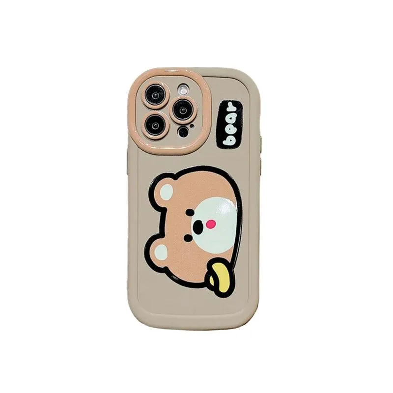 Cartoon Animal iPhone 15 Pro Max/14/13/11/12 Cute Phone Case with Portable Lanyard