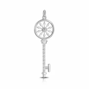 Circle Compass Key Pendant Silver