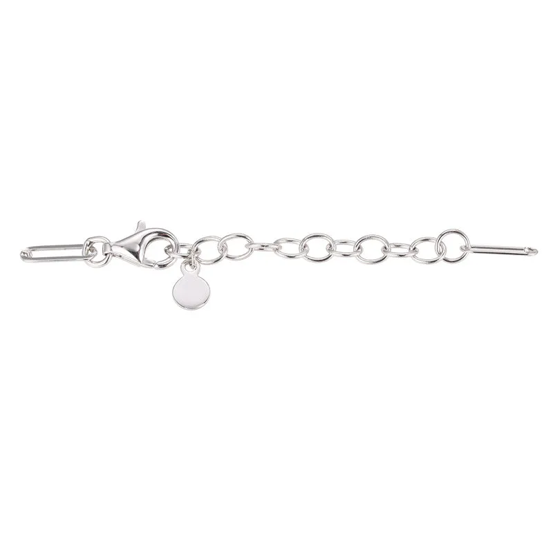 Collection Cubic Zirconia Horizontal Cross Paperclip Chain Link Bracelet in Sterling Silver, 6.25   1.5 Extender