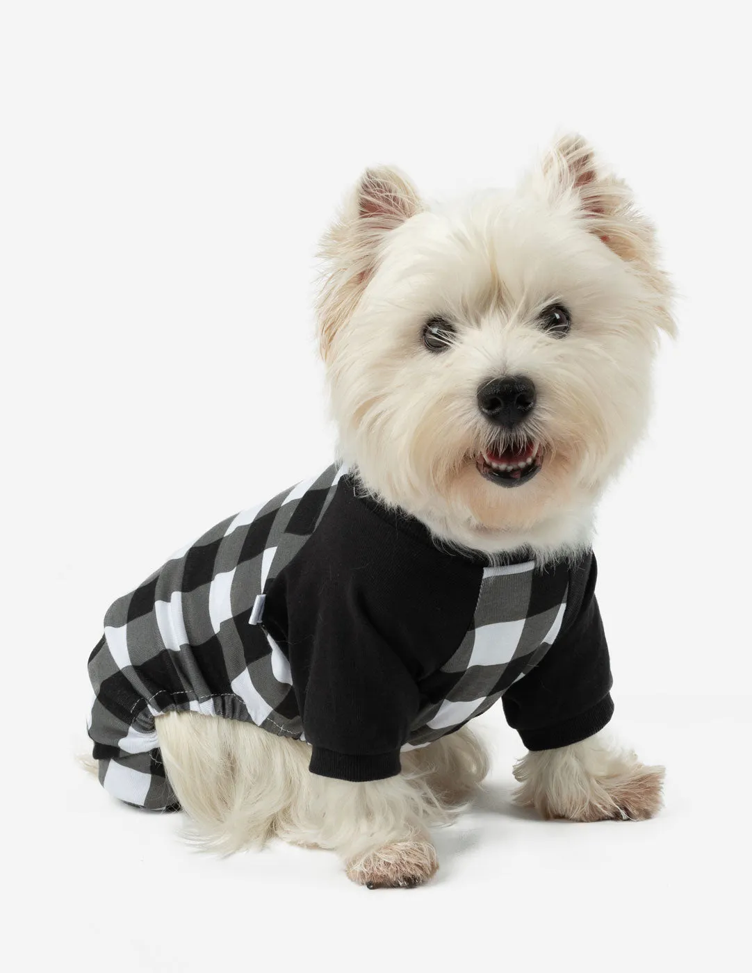 Dog Black & White Plaid Pajamas