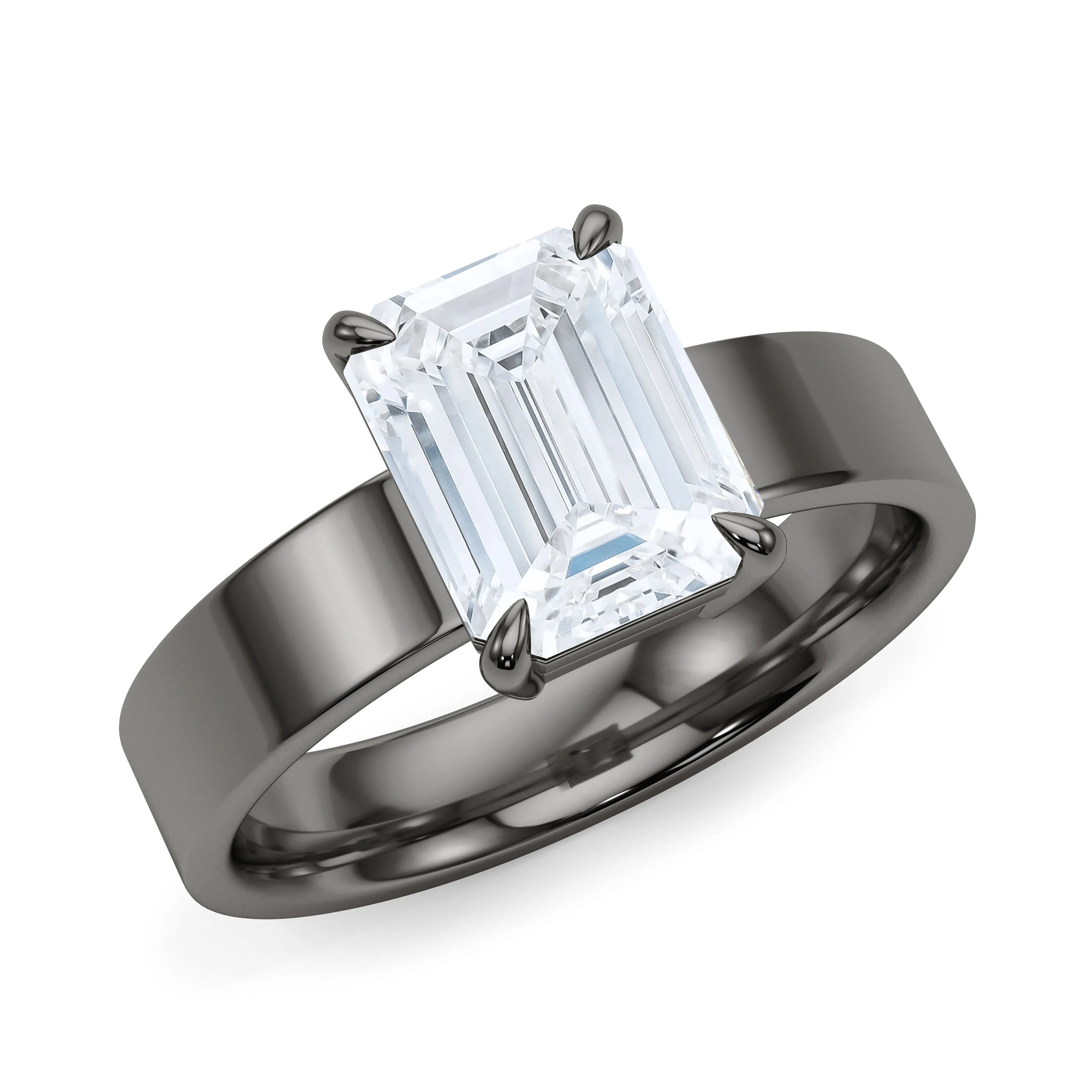 Emerald Cut Diamond Cigar Ring