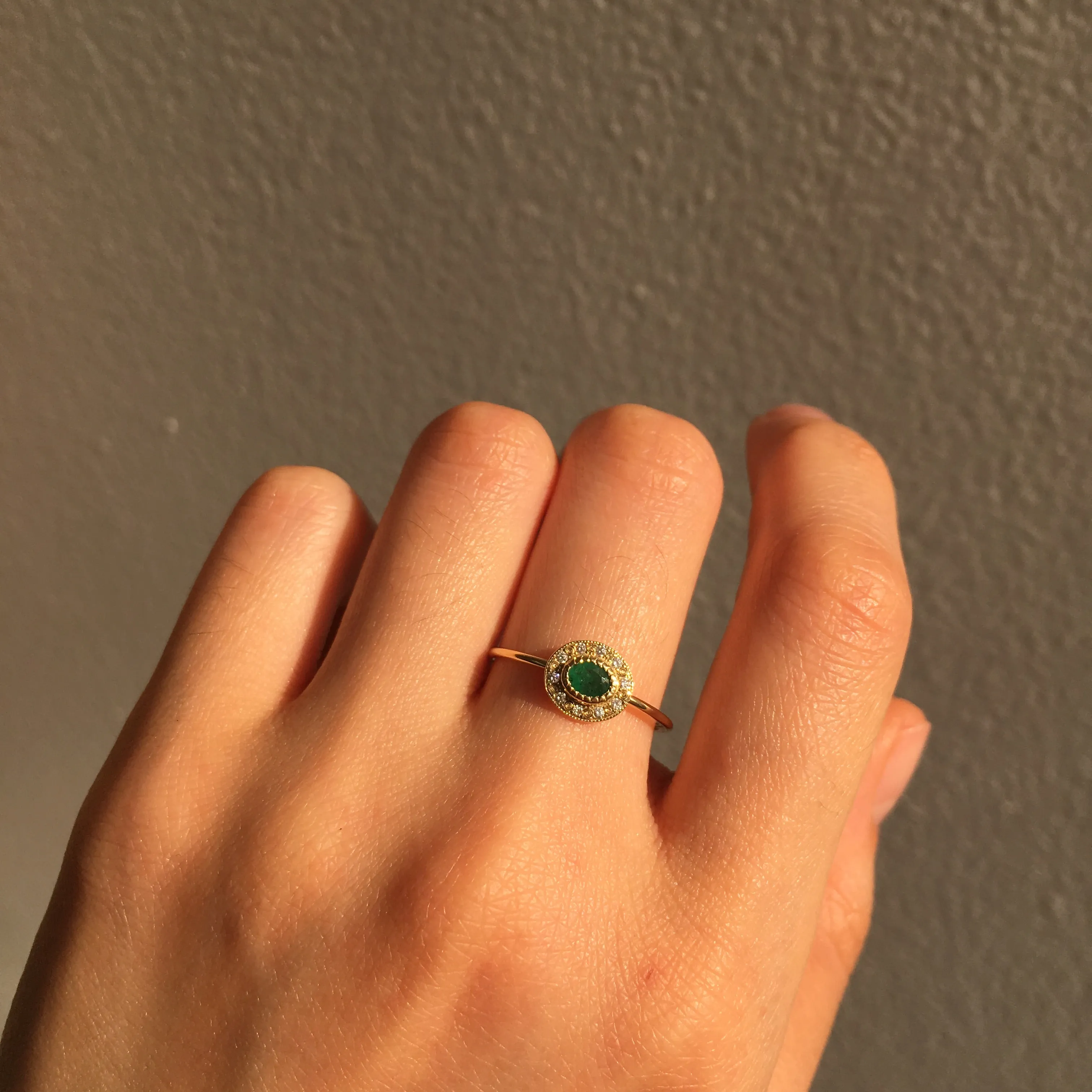 Emerald Halo Ring