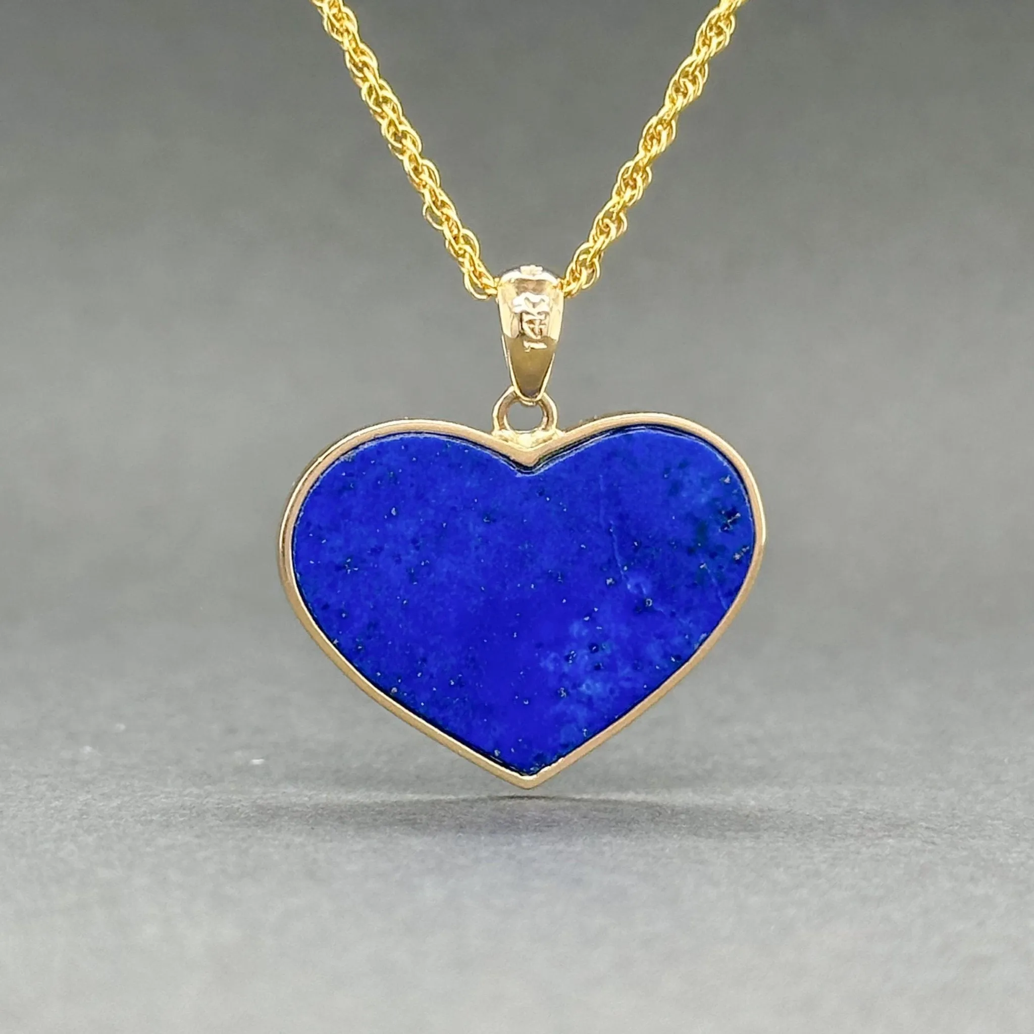 Estate 14K Y Gold 3.39ct Lapis Lazuli Heart Pendant