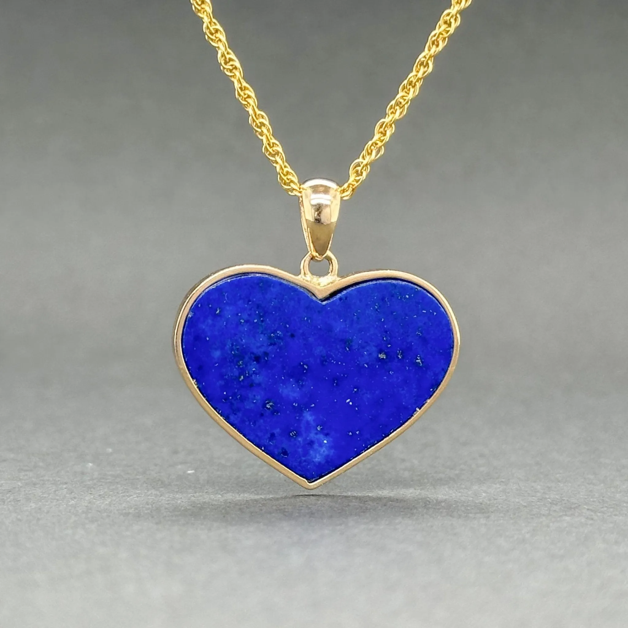 Estate 14K Y Gold 3.39ct Lapis Lazuli Heart Pendant