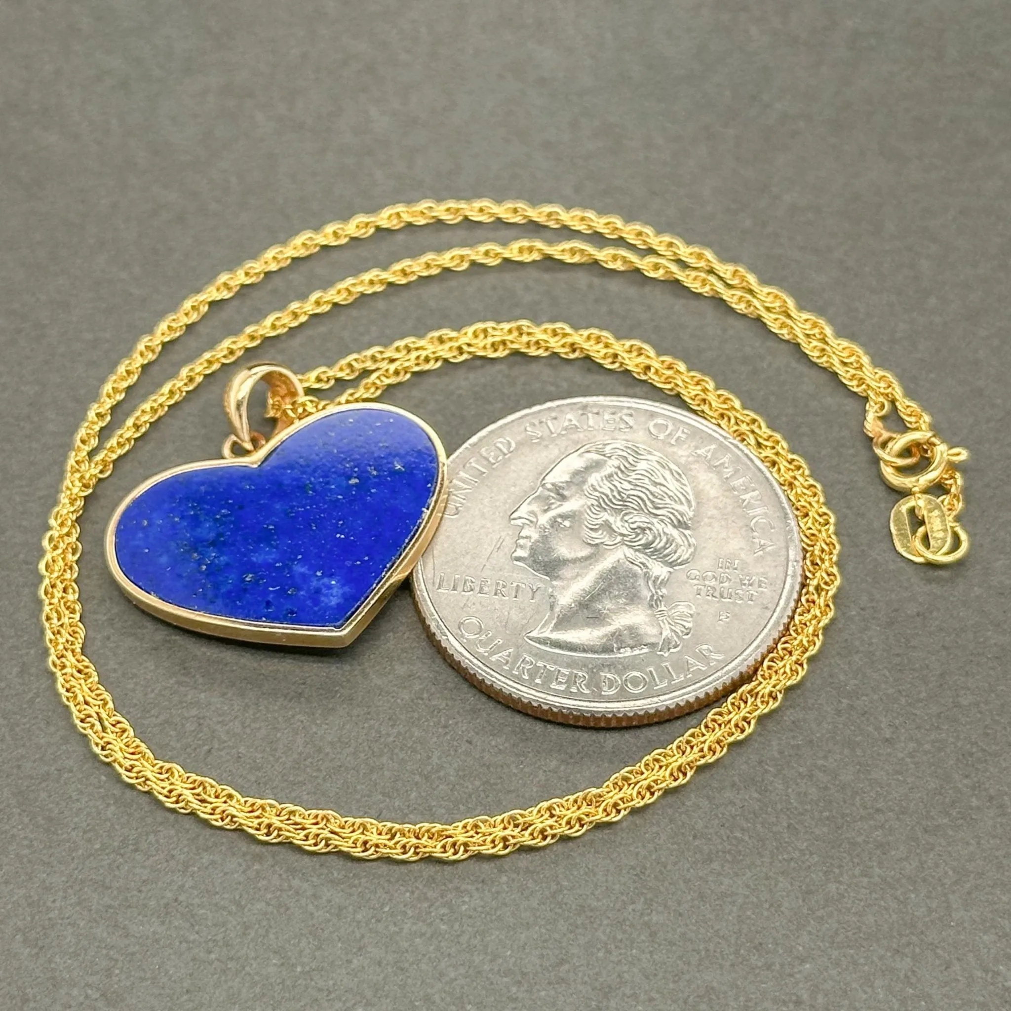 Estate 14K Y Gold 3.39ct Lapis Lazuli Heart Pendant