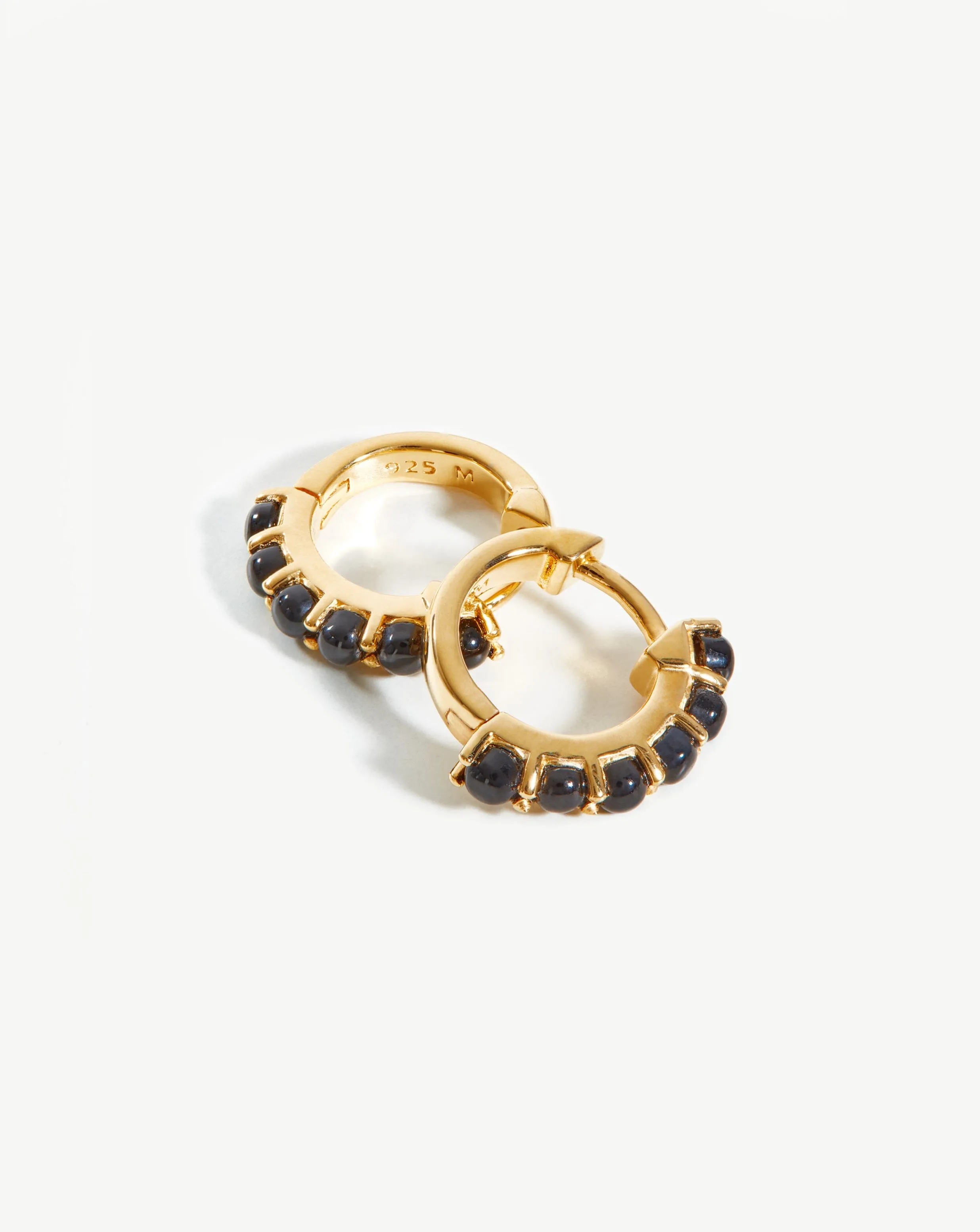 Gemstone Huggies | 18ct Gold Plated Vermeil/Black Onyx