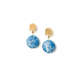 gold dome   denim lapis earrings