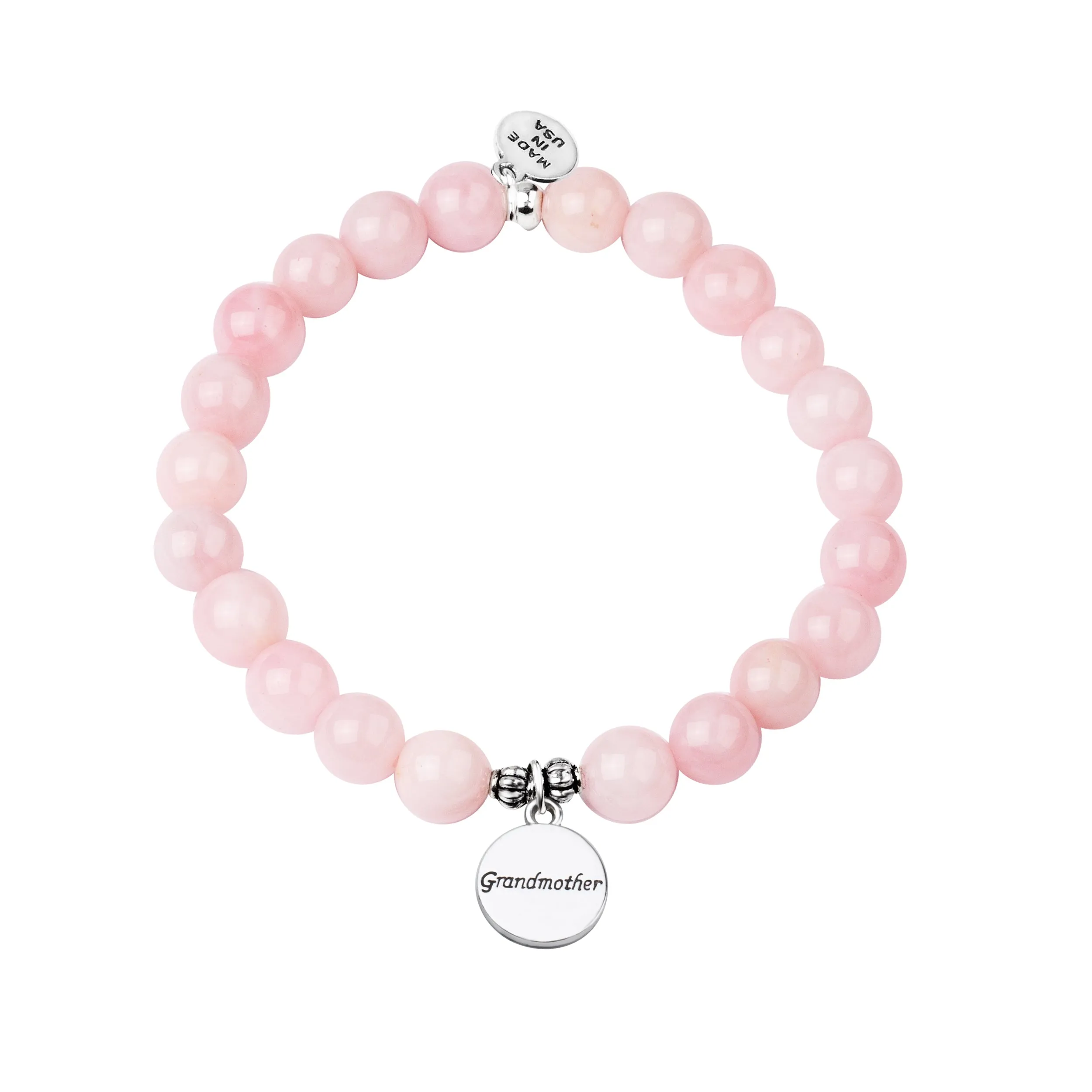 Grandmother | Stone Beaded Charm Bracelet | Rose Quartz