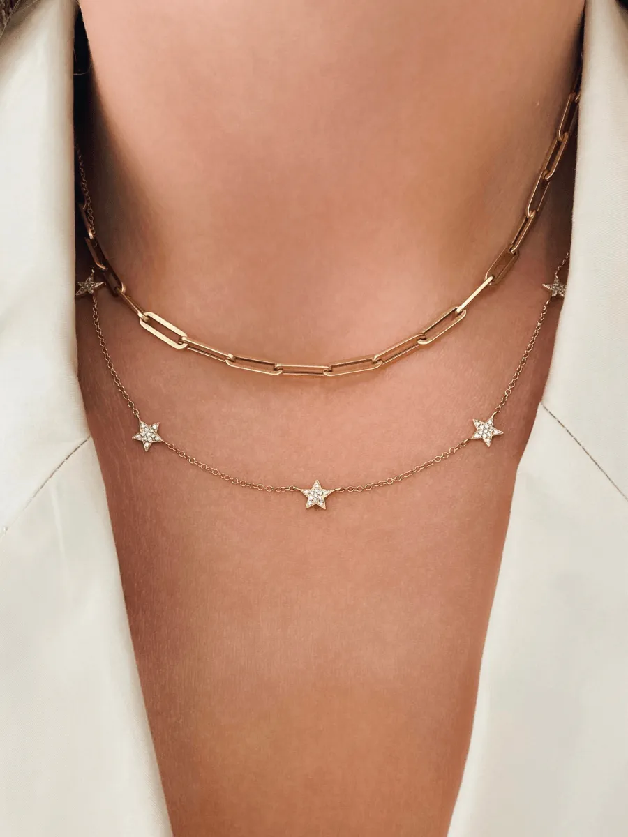 Hallie Diamond Star Necklace 14K