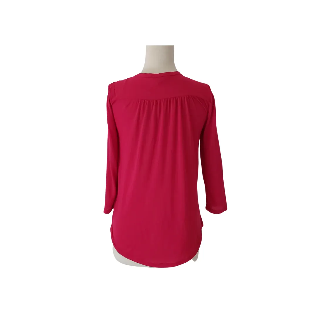 H&M Deep Pink Buttons & V-neck Top | Like New |