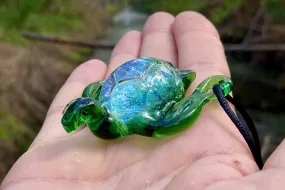 Hanging Dichroic Sea Turtle Cremation Ash Figurine