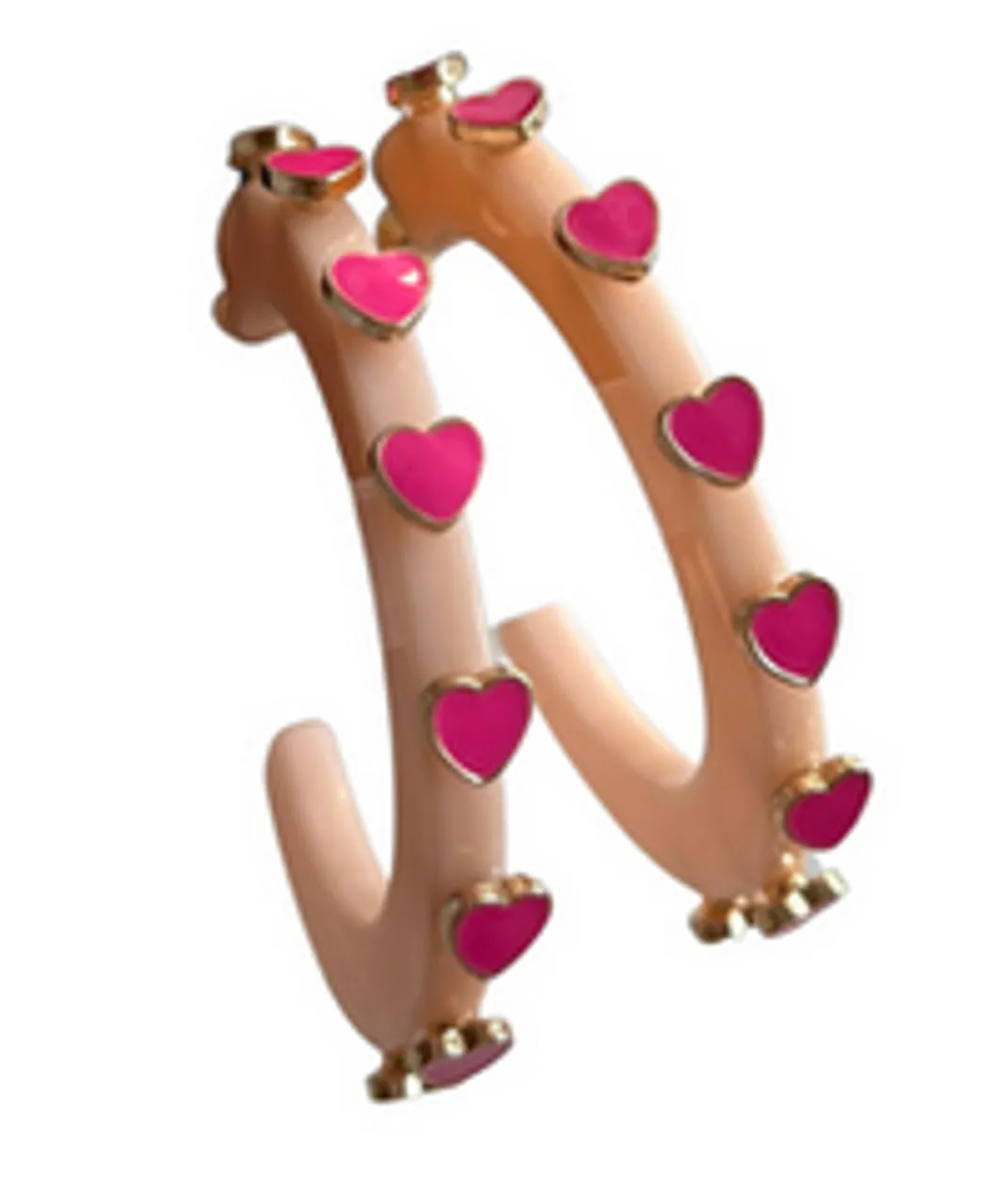 Heart Jeweled Hoops - (three colors)