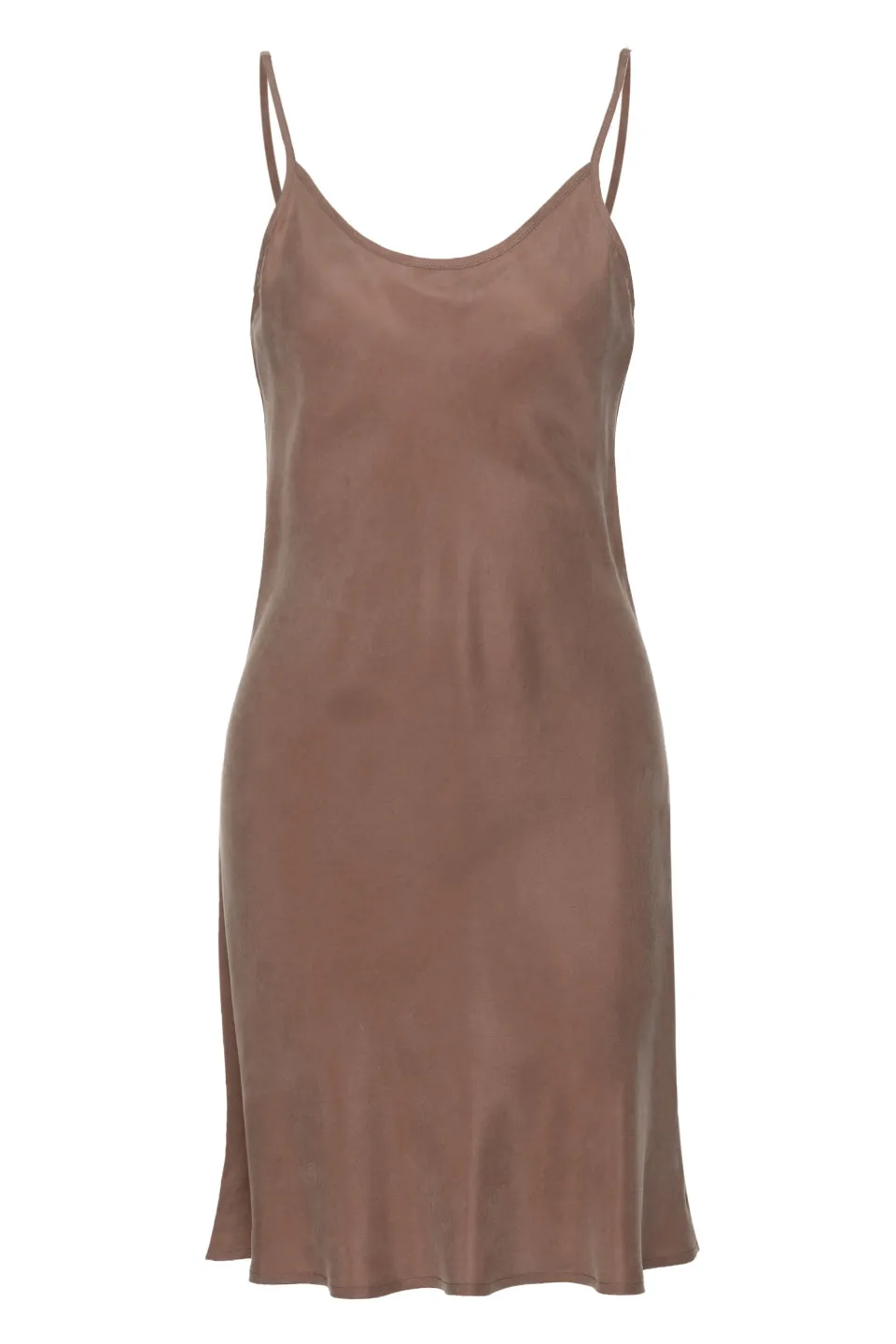 Holiday Fling Nutmeg Cupro Bias Slip Mini Dress