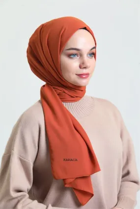 Hybrid Textured Chiffon Shawl - Terracotta