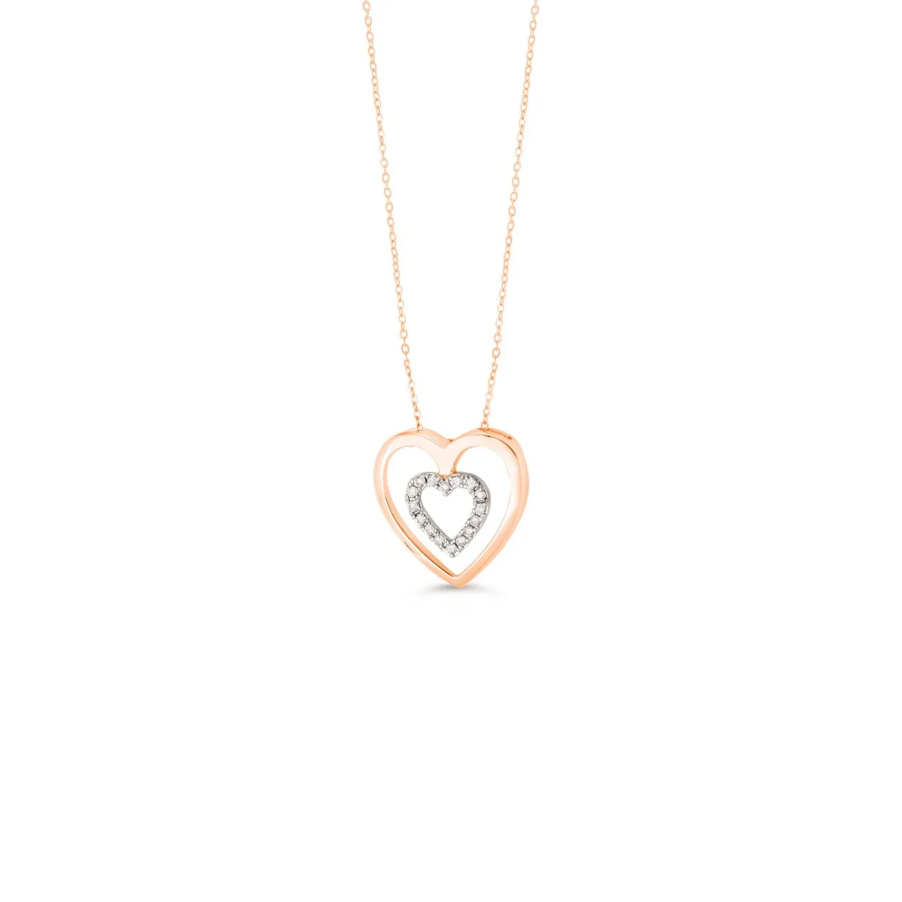 Icicles 10k Two Toned Gold Diamond Heart Necklace