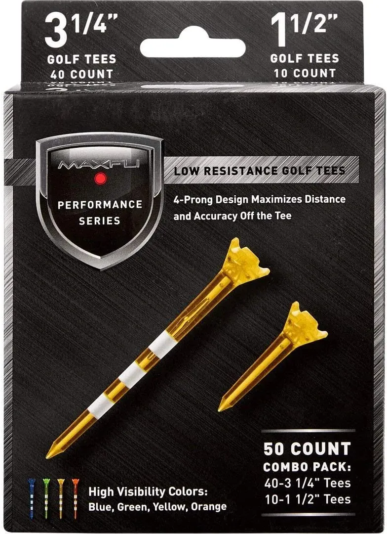 Maxfli Performance Series Low Resistance Translucent Golf Tees - 50 pack