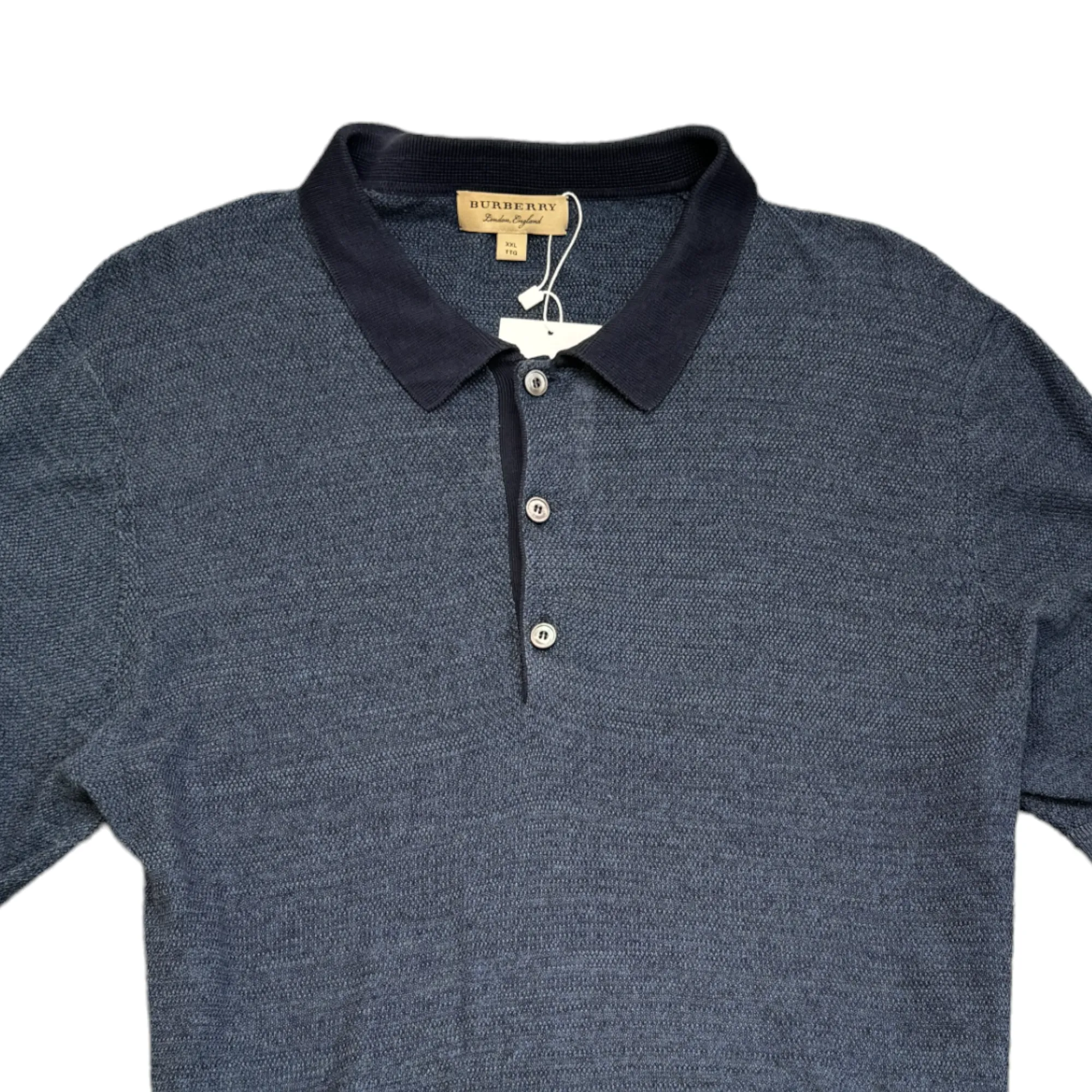 Men's Knit Polo Shirt Blue Size XXL