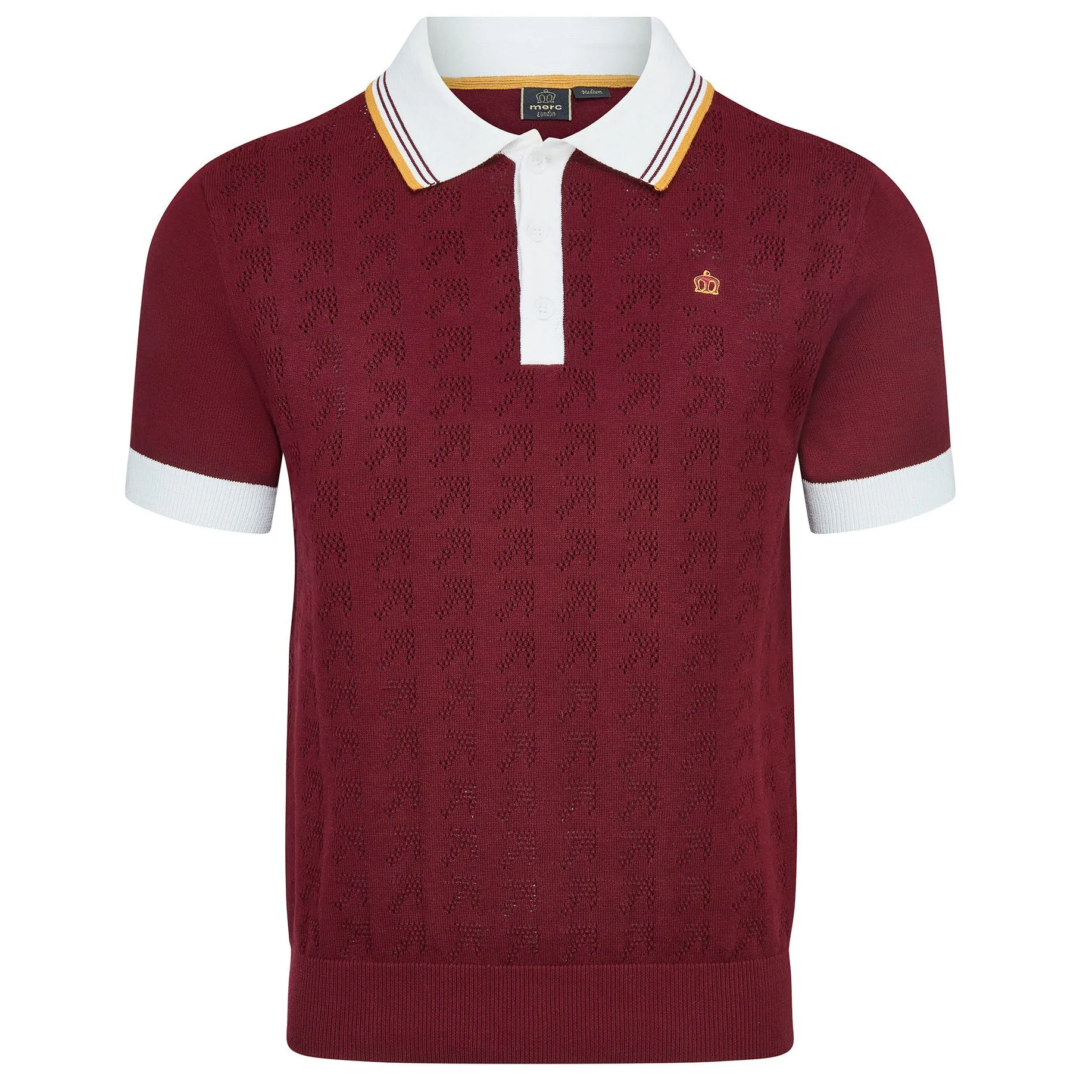 Merc London Newton Knit Polo Shirt Burgundy