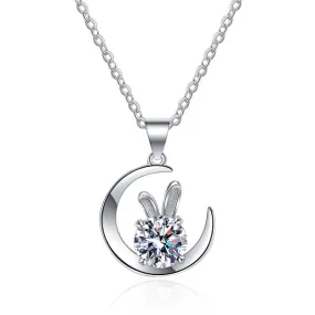 Moon Rabbit Moissanite Necklace