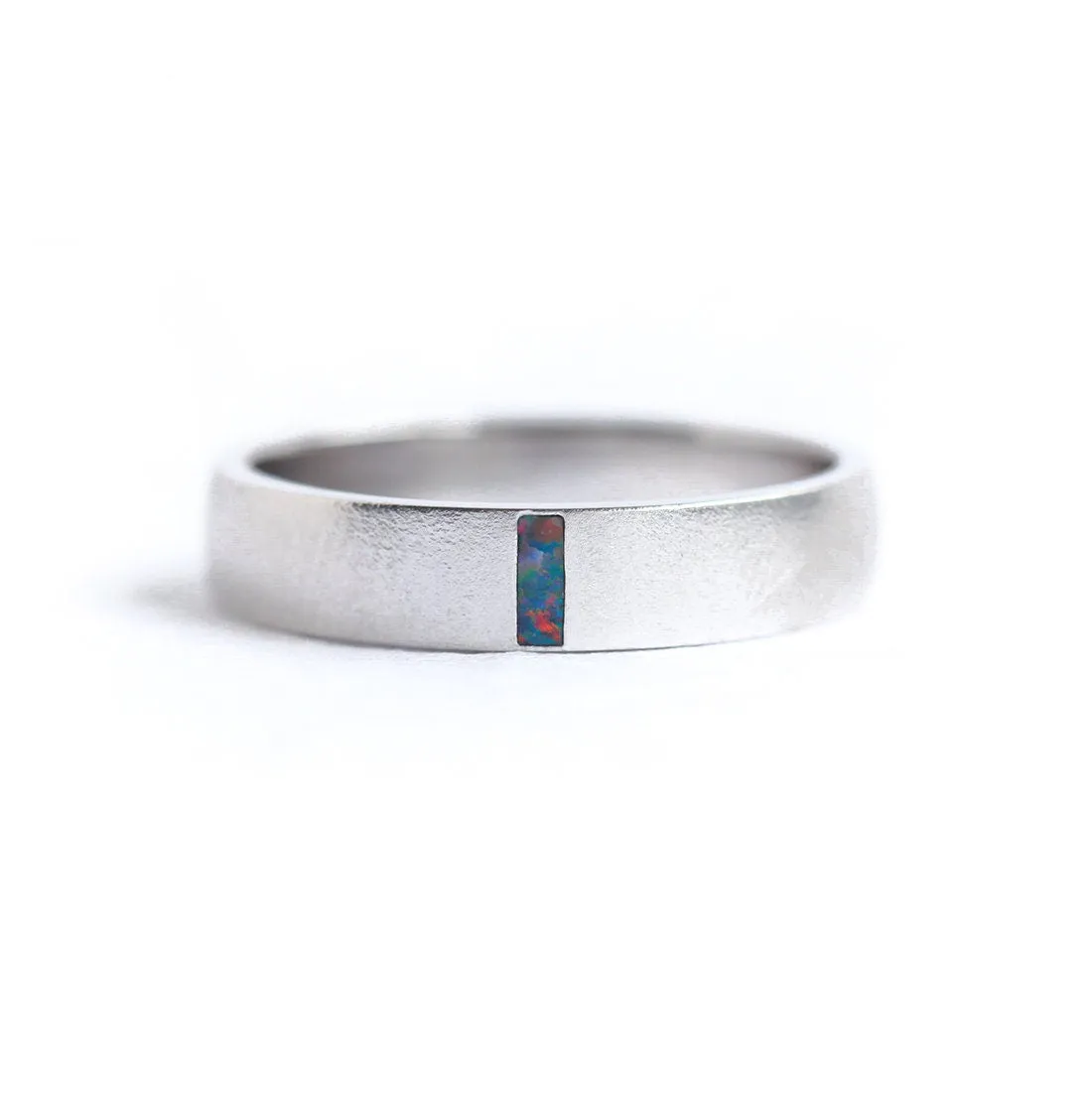 Opal Mens Band, Mens Ring With Baguette Black Opal