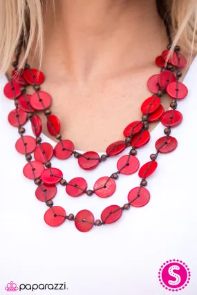 Paparazzi Accessories - Tiki Tango #N223 Peg - Red Necklace