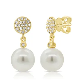 Pearl Disc Pave Earrings