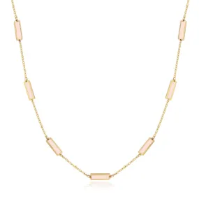 Pink Pearl Bar Chain Necklace