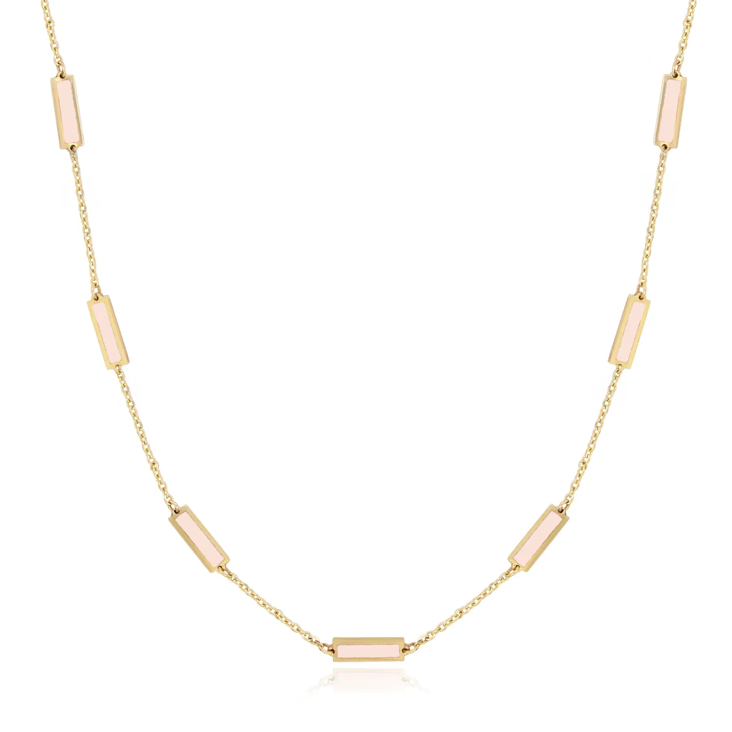 Pink Pearl Bar Chain Necklace