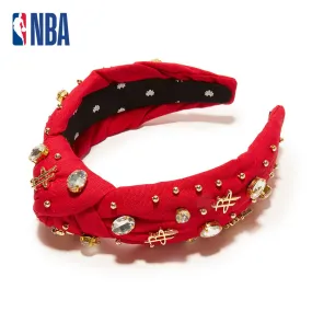 RED HOUSTON ROCKETS EMBELLISHED KNOTTED HEADBAND