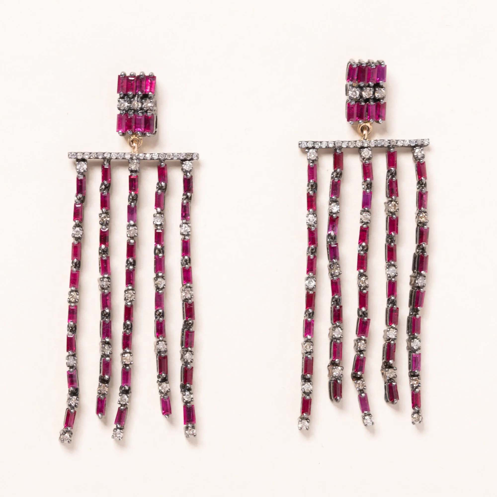 Ruby & Diamond Dangle Earrings