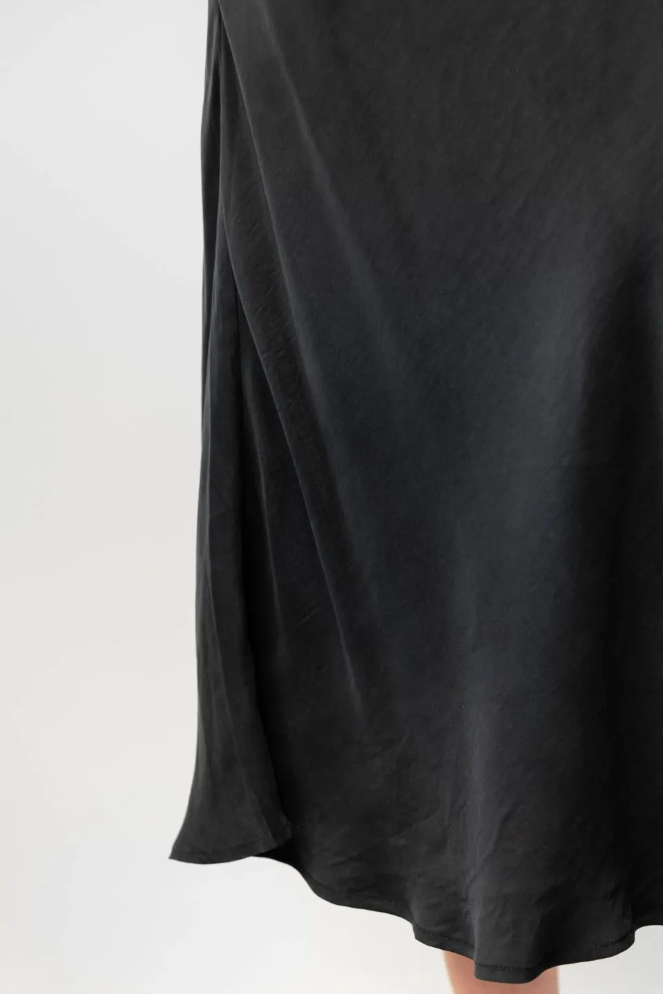 Saturn Black Cupro Bias Cut Midi Skirt